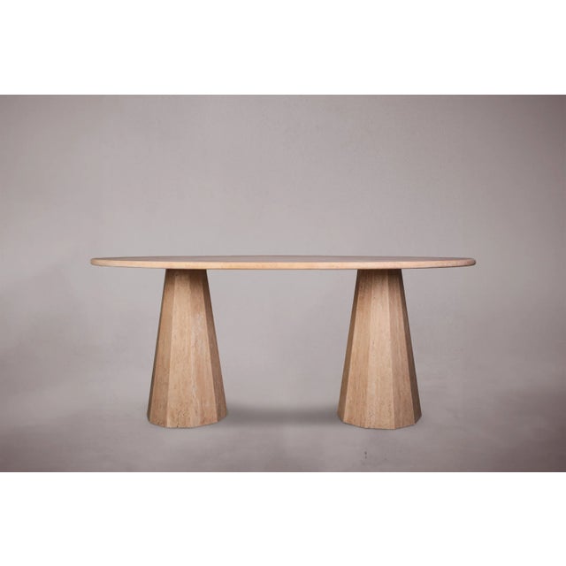 Modern Cône Travertine Dining Table 84" For Sale - Image 3 of 5