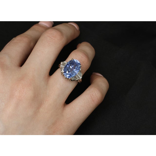 Late 20th Century Fine 9.91ct Gia Ceylon No Heat Sapphire 0.74ct Diamond Platinum Ring Size 6.25 For Sale - Image 16 of 18