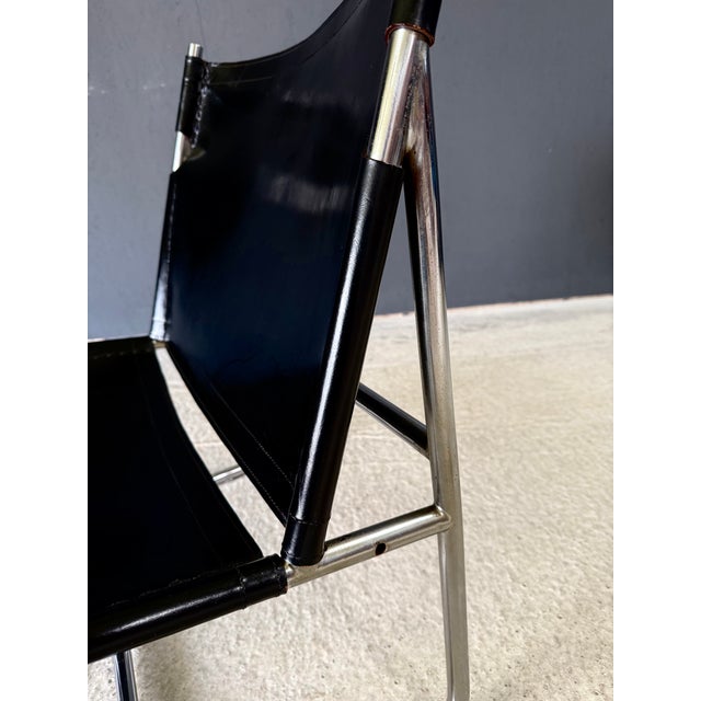 Mid-Century Modern Minimalist Leather Lounge Chair, France, 1970s For Sale - Image 14 of 18