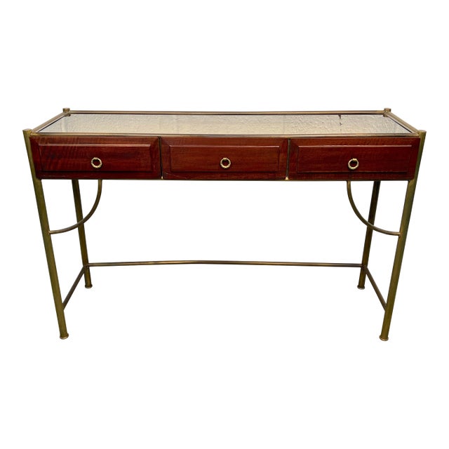 Mid-Century Modern Mirrored Top Console Table For Sale