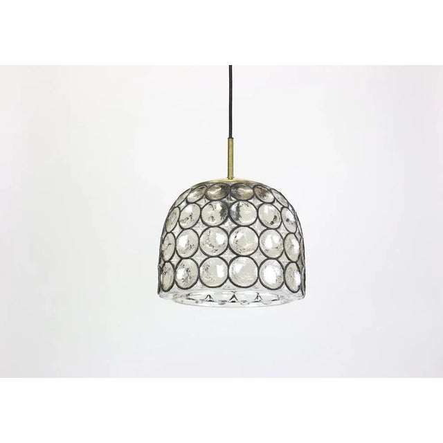 1 of 16 minimalist iron and clear glass pendant light manufactured by limburg glashutte, germany, circa 1960-1969. Heavy...