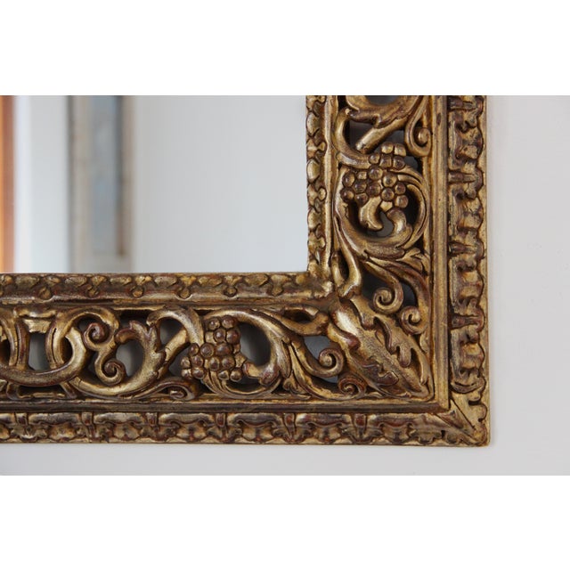 1960s Baroque Florentine Carved Mirror with Mecca Finish, 1960s For Sale - Image 5 of 7