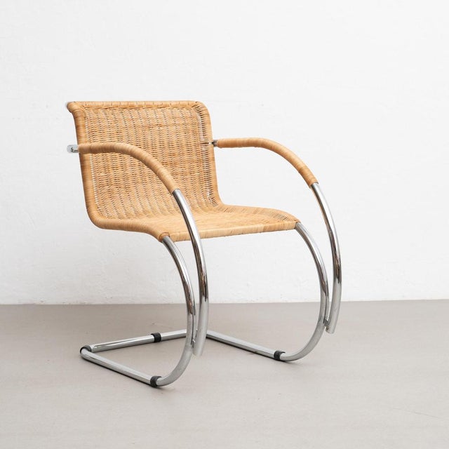 Mies van der Rohe armchair mr20. Disegned circa 1928, manufactured in the 70s by unknown manufacturer. Frame tubular steel...