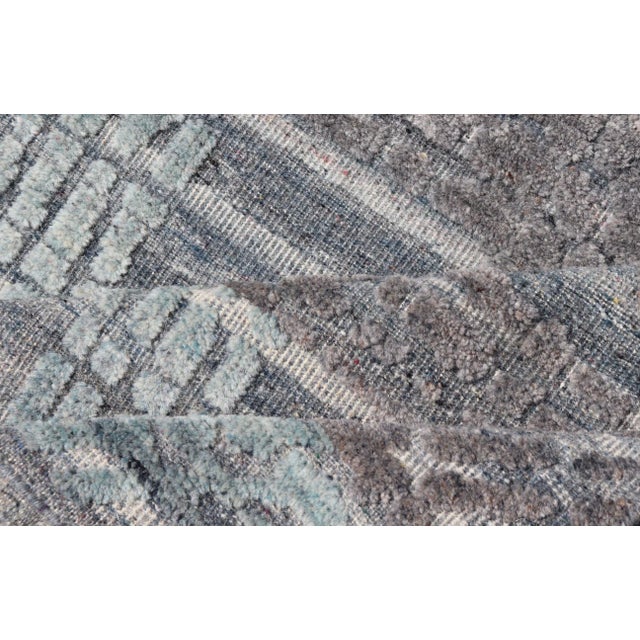 Modern Abstract Area Rug With Contemporary Design in Blue, Grey, and Taupe For Sale - Image 10 of 12