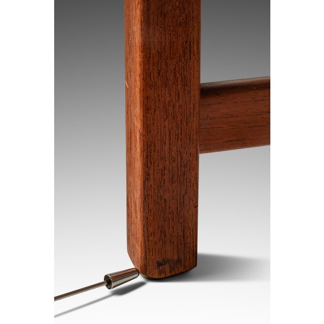 Mid-Century Danish Modern Rio Teak and Leather Ottoman / Footstool Attributed to Ole Wanscher for France & Søn, Denmark, Circa 1960s For Sale - Image 14 of 17