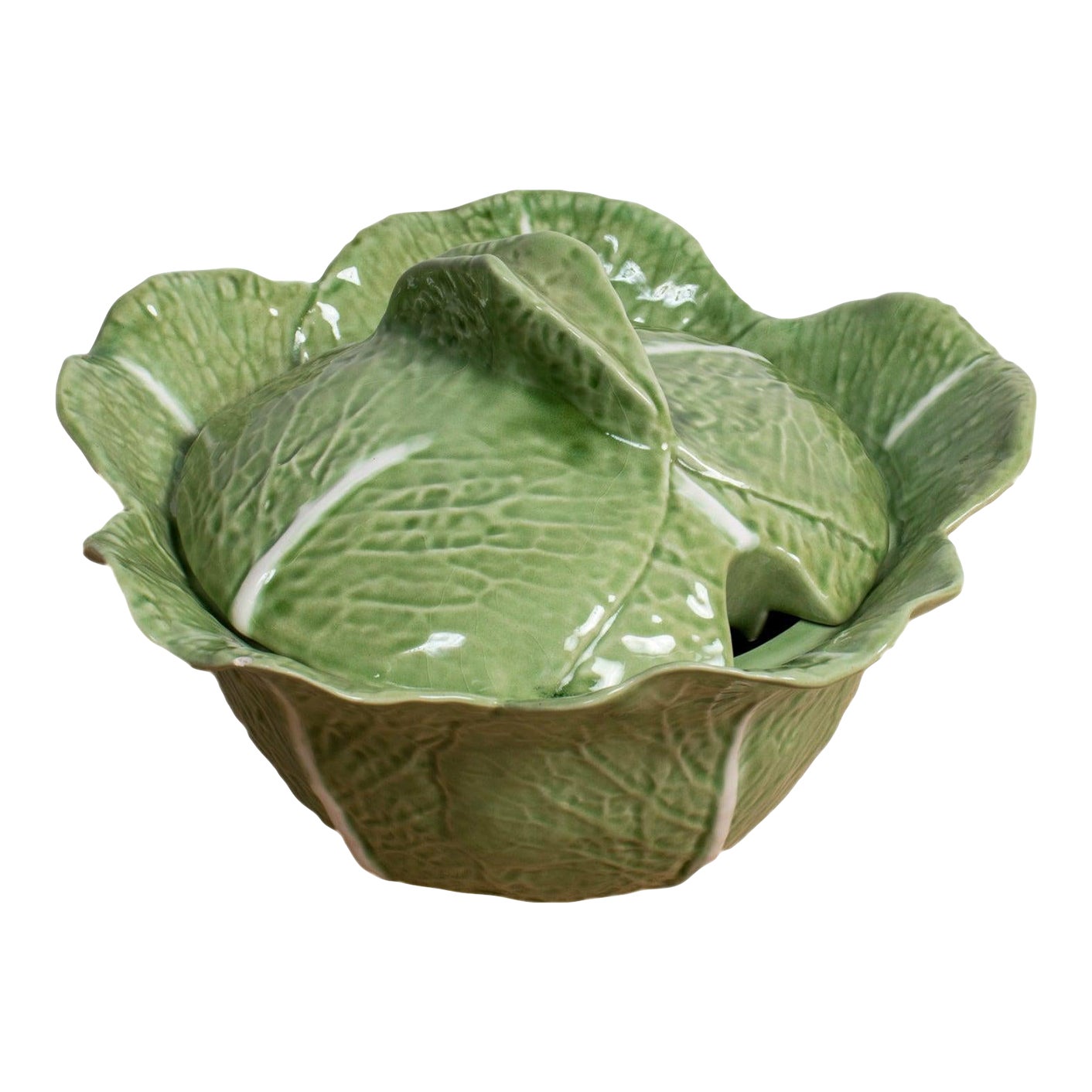 Vintage Caldas Da Rainha Portuguese Cabbage Tureen With Lid