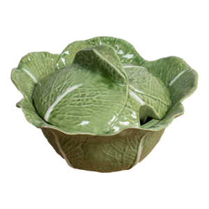 Vintage Caldas Da Rainha Portuguese Cabbage Tureen With Lid, Signed F. Mendes