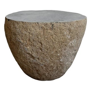 Rustic Vintage Outdoor Boulder Stool Side Table For Sale