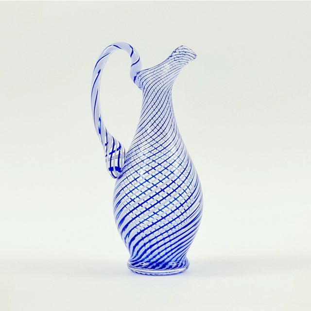 Mid-Century Modern Mid-Century Murano Art Glass Mezza Filigrana Pitcher, Italy, 1960s For Sale - Image 3 of 8