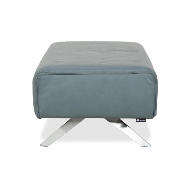 Animal Skin Blue Grey Petrol Leather Biella Stool from Himolla For Sale - Image 7 of 10
