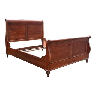 Late 20th Century Cherrywood Queen Size Sleigh Bed - Made in Canada For Sale