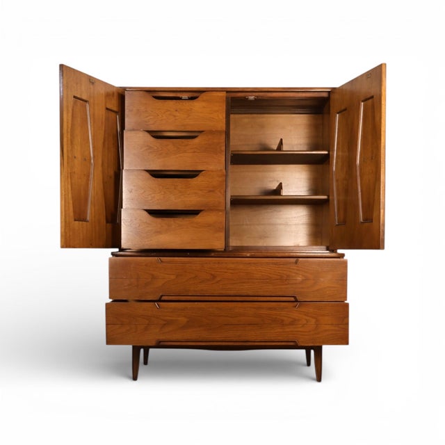 Thomasville Omega Vintage Mid Century Modern Highboy Dresser C. 1960s, Attributed For Sale - Image 9 of 10