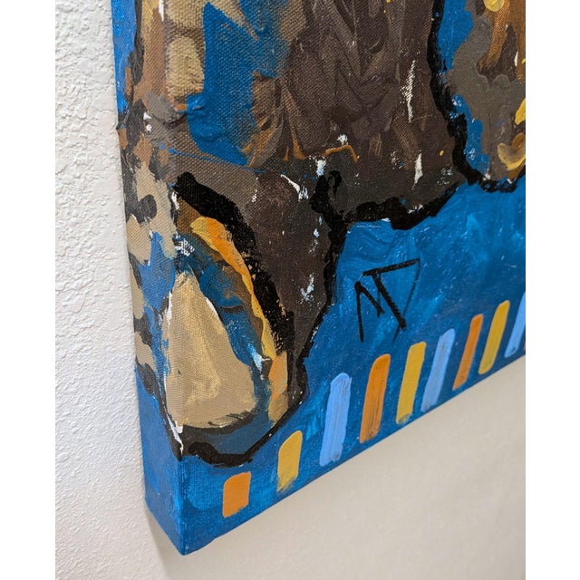 The Bear and the Blue BIrd Modern Whimsical Folk Art Painting by Mikel Davison For Sale In Santa Fe - Image 6 of 8