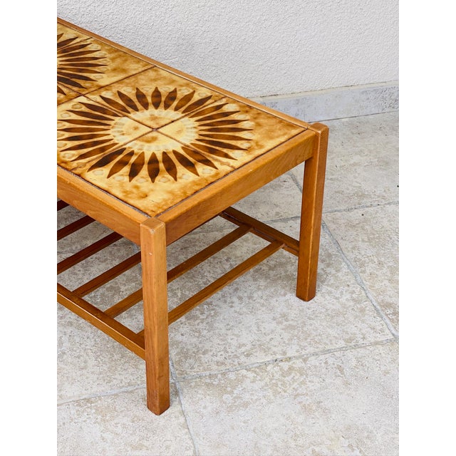 Vintage Teak and Ceramic Coffee Table with Sun Motif, 1960 For Sale - Image 10 of 13