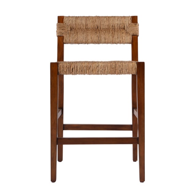 2020s Valencia 25 in. Seat Height Woven Counter Stool with Back, Banana Leaf For Sale - Image 5 of 9
