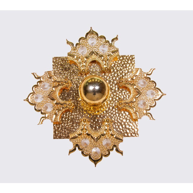 Square Wall Sconce in Crystal Glass and Gilt Brass from Palwa, Germany, 1960s For Sale - Image 6 of 10