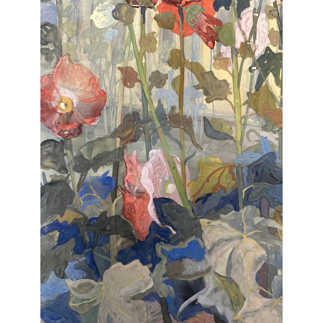 Häcker Johannes, Hollyhocks Church Summer, 1922, Gouache and Watercolor For Sale - Image 11 of 13