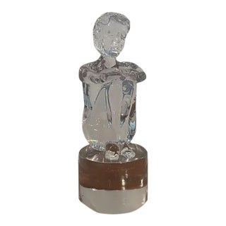 1950s Signed Loredano Rosin Murano Glass “Seated Boy” Sculpture For Sale