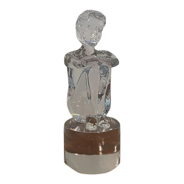 1950s Signed Loredano Rosin Murano Glass “Seated Boy” Sculpture For Sale