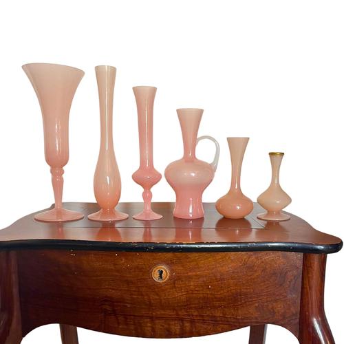 Art Deco French Opaline Vases, 1920, Set of 6 For Sale - Image 10 of 11