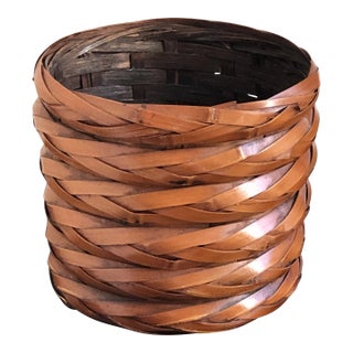 1970s Rattan Planter Basket For Sale