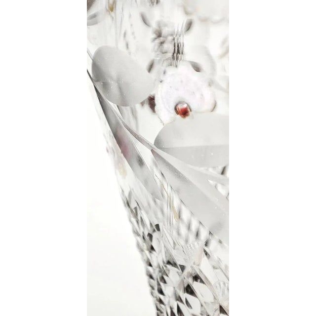 Hand Painted Carved Glass Vase, France, 1960s For Sale - Image 11 of 13