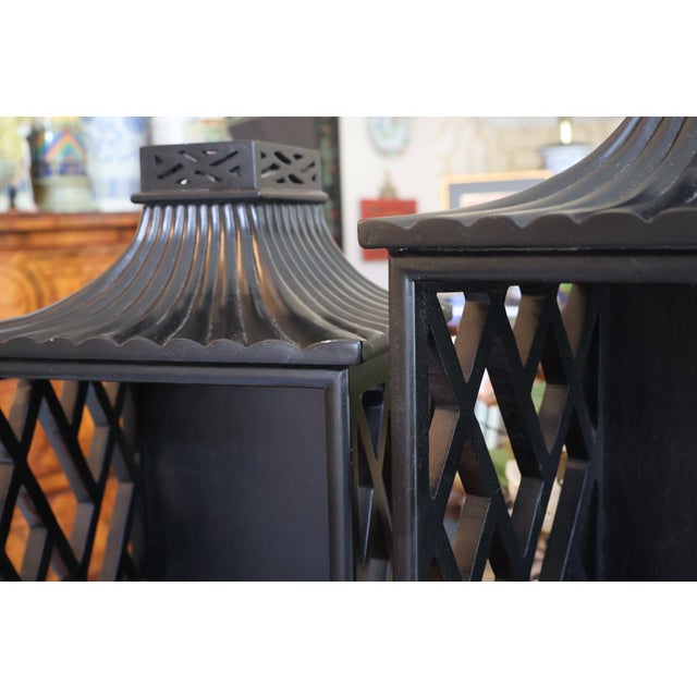 Global Views Williamsburg Black Chinoiserie Pagoda Wall Shelves / Decorative Sconces — A Pair For Sale - Image 13 of 18