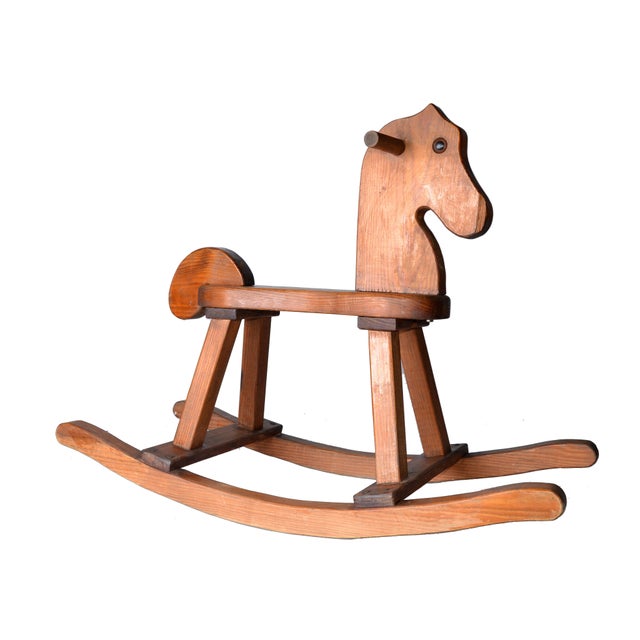 Birch Wood Mid-Century Modern Rocking Horse | Chairish