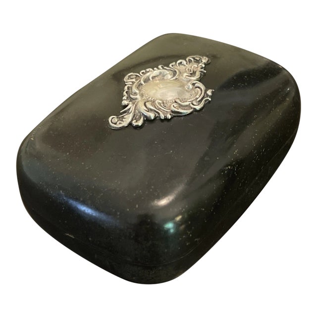 Antique Victorian Celluloid Sterling Box For Sale