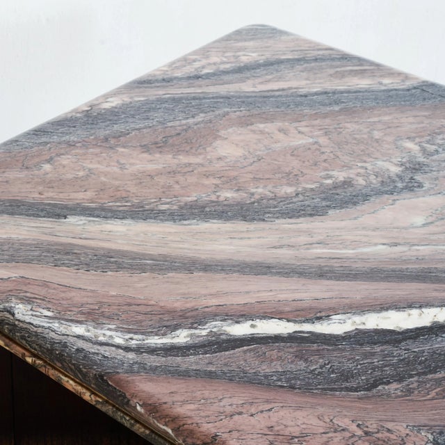 1950s Coffee Table in Expressive Marble and Oak, 1970s For Sale - Image 5 of 10