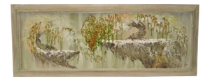 Mid Century Modern Surreal Acrylic & Rock Painting c.1950s