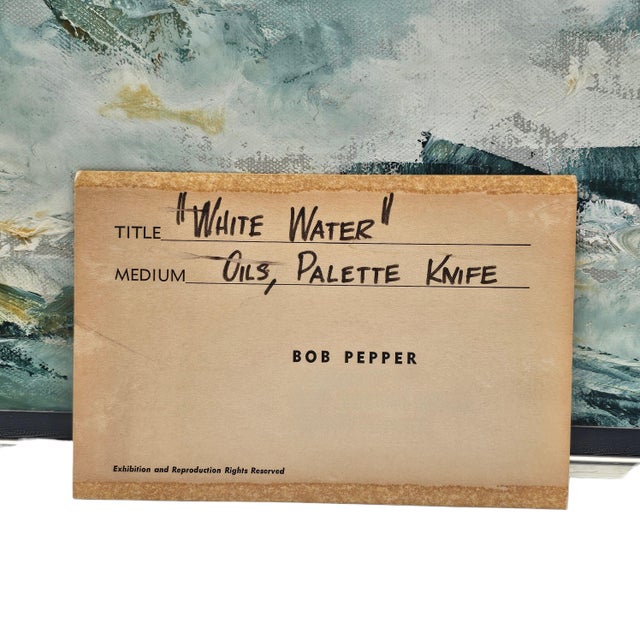 Bob Pepper “White Water” Modernist Coastal Seascape Oil on Canvas, 22" For Sale - Image 10 of 13