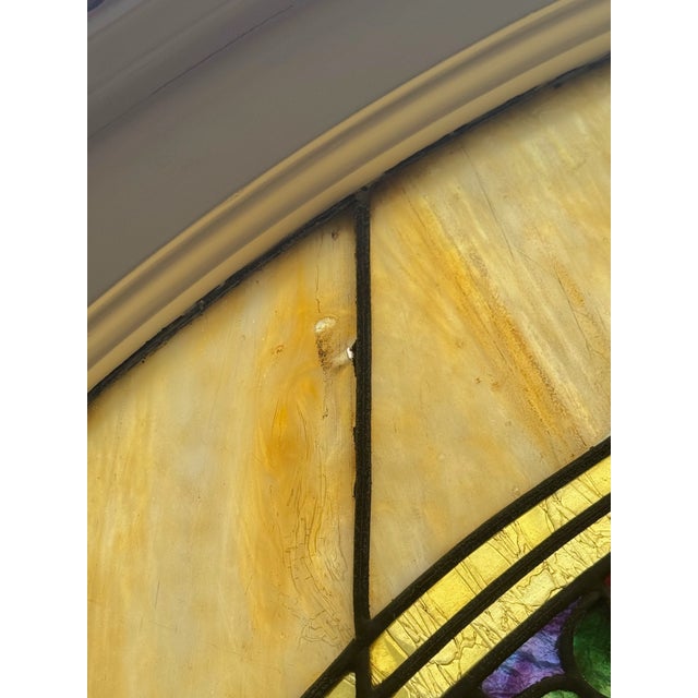 Amber Antique Victorian Stained Glass Windows Set For Sale - Image 8 of 18
