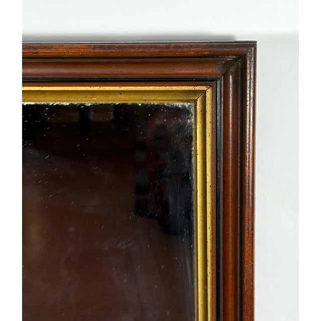 Gold Antique American Victorian Walnut Mirror With Gilt Trim For Sale - Image 8 of 9