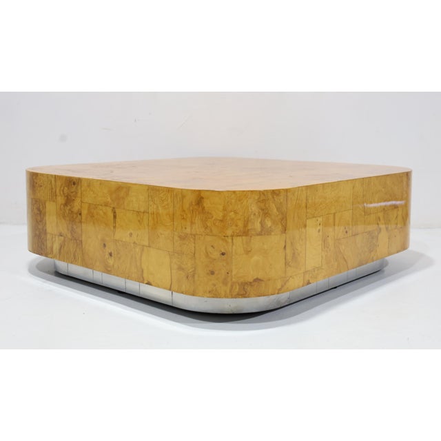 Paul Evans Paul Evans Signed Burl Patchwork Cocktail Table, 48" Square For Sale - Image 4 of 8