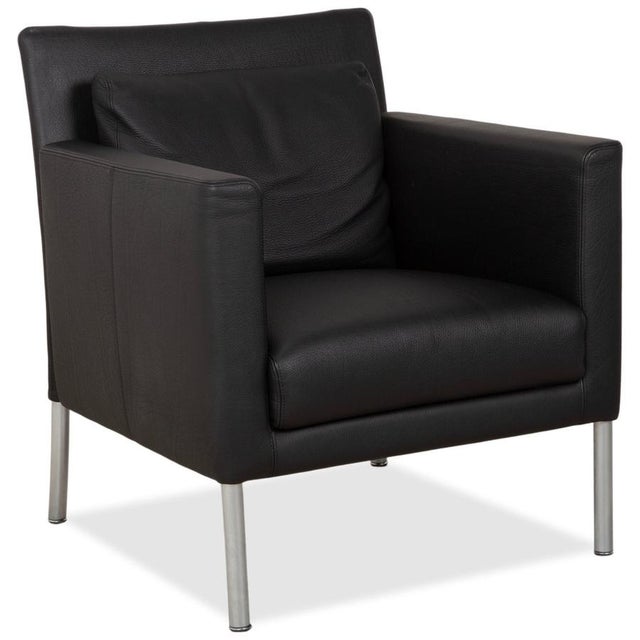 Leather Jason Armchair in Black Nappa Leather and Metal Frame from Walter Knoll For Sale - Image 13 of 13