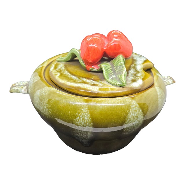 California Pottery Usa 895 Soup Tureen Strawberry Lid - Vintage Collectible For Sale