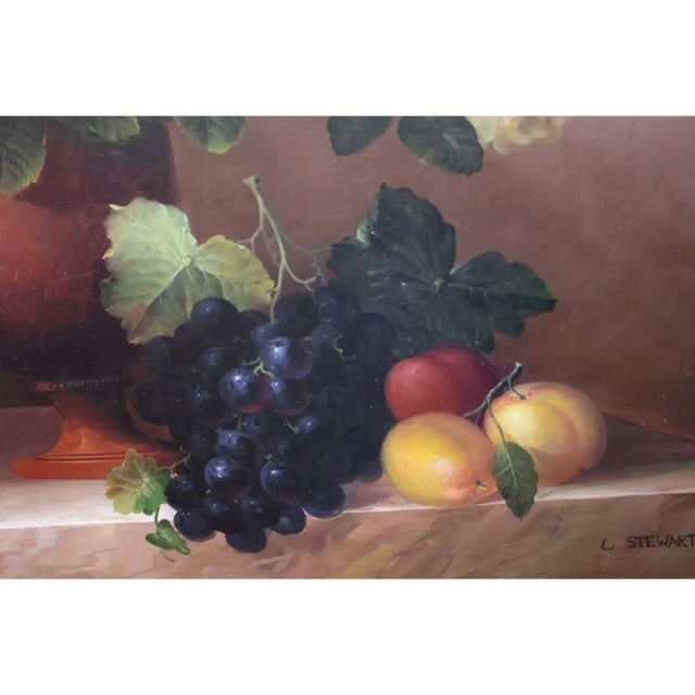 Late 20th Century Monumental Floral Oil Painting in Large Gilt Frame, Signed L. Stewart For Sale In Portland, ME - Image 6 of 15