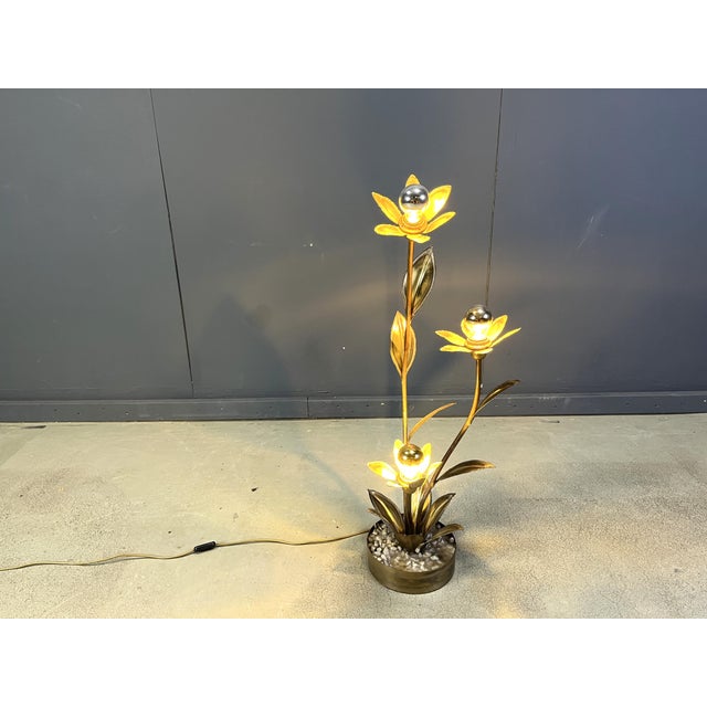 Gold Lotus Floor Lamp from Maison Jansen, 1970s For Sale - Image 8 of 10
