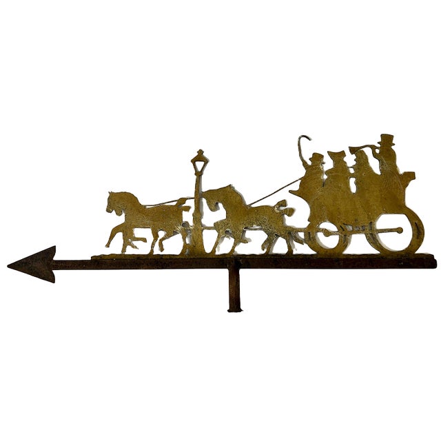Mid 20th Century American 1940s Iron Weathervane Top With a “Coach and Horses” Theme For Sale - Image 5 of 7