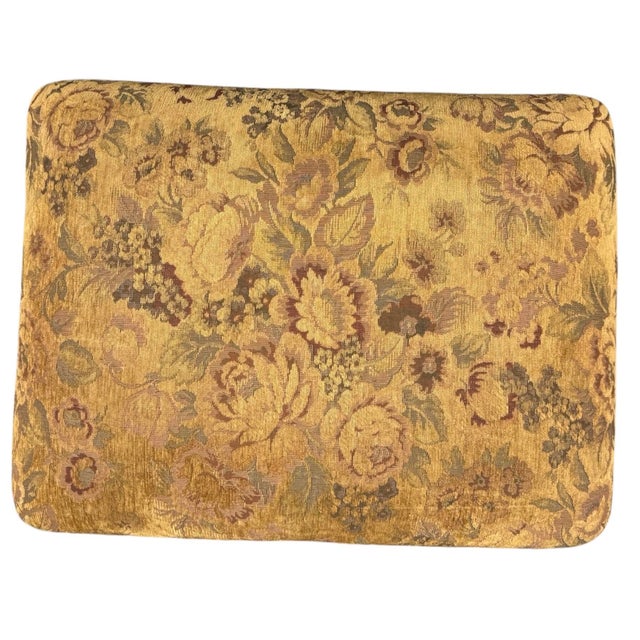 Early 20th Century Antique Wood and Tapestry Fabric Footstool For Sale - Image 5 of 10