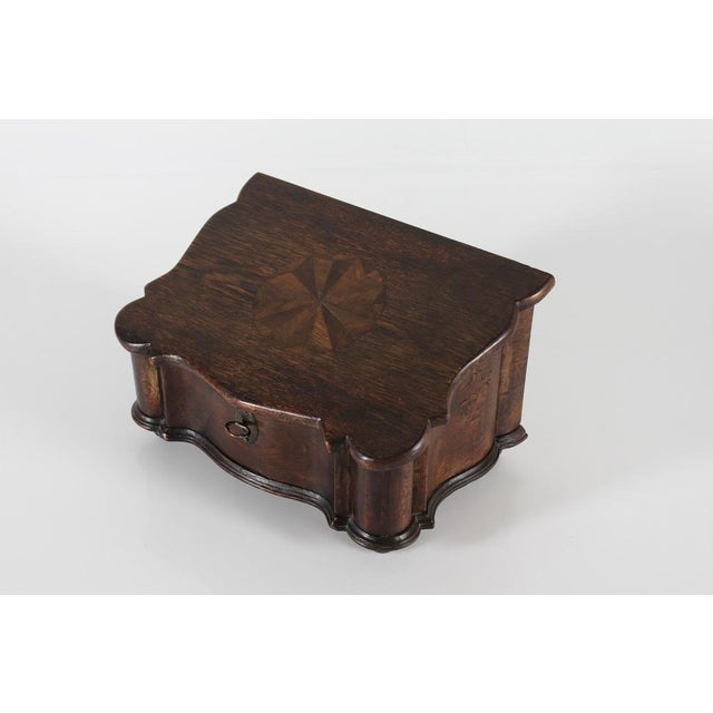 Antique Mid 19th Century Scandinavian Baroque Oak Sewing Box For Sale - Image 4 of 14