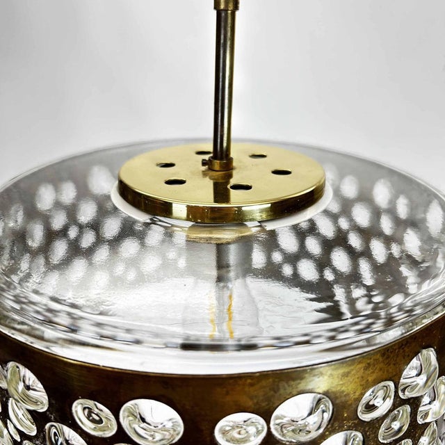 Large Pendant Lamp with Brass and Glass by Rupert Nikoll, 1950s For Sale - Image 6 of 8