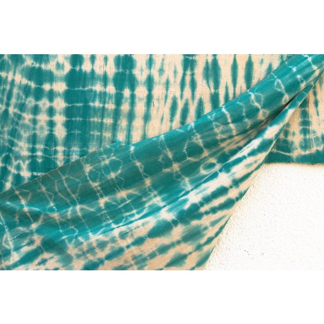 Vintage African Teal Resist Wave Throw For Sale - Image 4 of 6