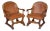 Pair of Spanish Walnut & Leather Armchairs with Nailhead Trim, Circa 1920 For Sale