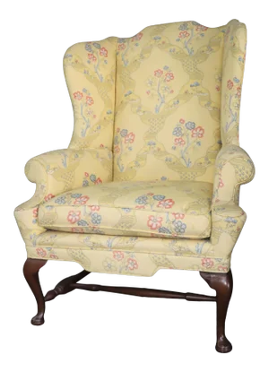 Queen Anne Style Upholstered Wing Chair
