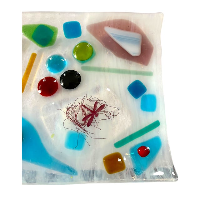 Postmodern Postmodern Studio Fused Art Glass Tray in the Style of Chihuly & Memphis Milano For Sale - Image 3 of 11
