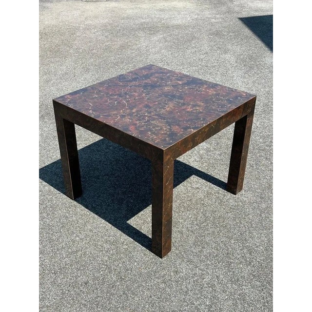 1970s Post Modern Laminate Tortoiseshell End Table For Sale - Image 5 of 12
