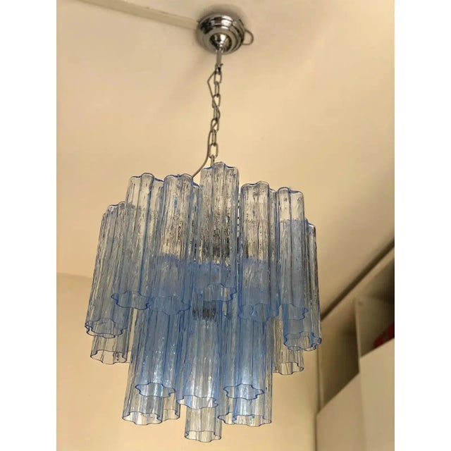 Blue Tronchi Murano Glass Chandelier in Venini Style by Simoeng For Sale - Image 12 of 13