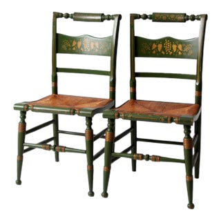 Vintage Tell City Green Stenciled Chairs For Sale
